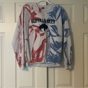 Gildan Red and Blue Tie-Dye Buffalo Bills Sweatshirt